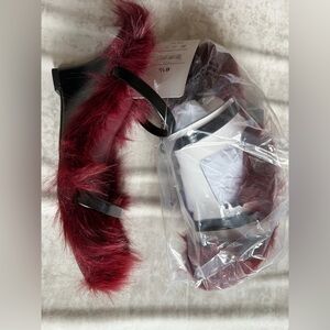 SCOOP Elegant Burgundy Fur Strap Sandals